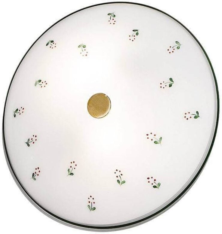 Kolarz - nonna - Cottage Style Glas gemusterte Flush Deckenleuchte Antik Messing, 2x E14