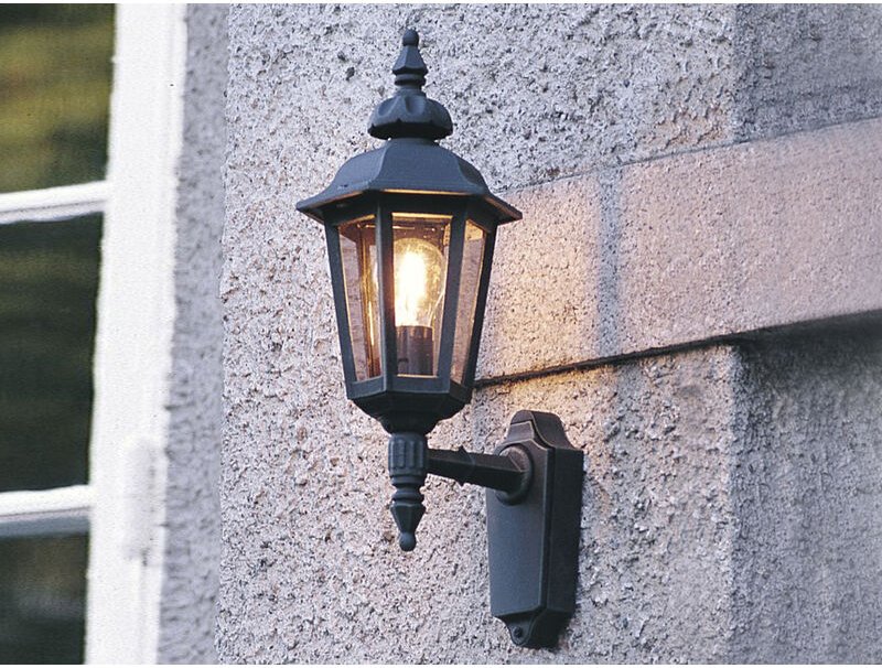 Led Außenwandleuchte Laterne stehend, Alu Schwarz, Höhe 48cm