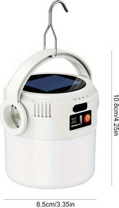 2-in-1 Solar- und USB-Campinglampe – Tragbare Hängelampe mit leistungsstarker COB-LED-Taschenlampe für Outdoor-Aktivität...