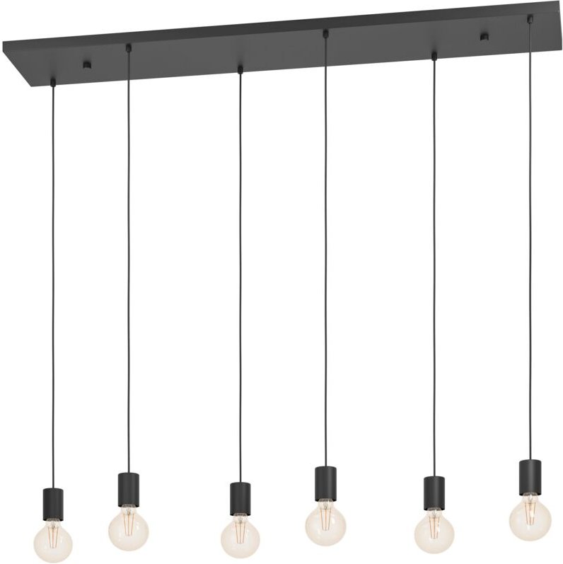 Eglo - Pendellampe Huebro, lange Pendelleuchte im monochromen Design, Hängeleuchte aus Metall in Schwarz, Hängelampe mit...