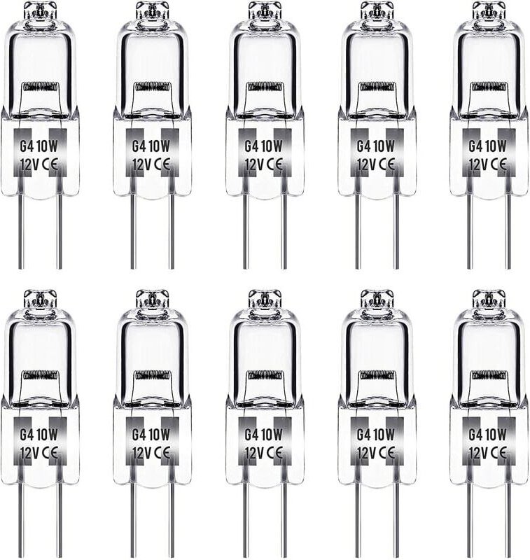 Jusch - G4-Halogenlampe, 12 v, 10 w, G4-Glühbirne, warmweiß 3000 k, 150 lm, dimmbar, G4-Halogenlampe, transparente Kapse...