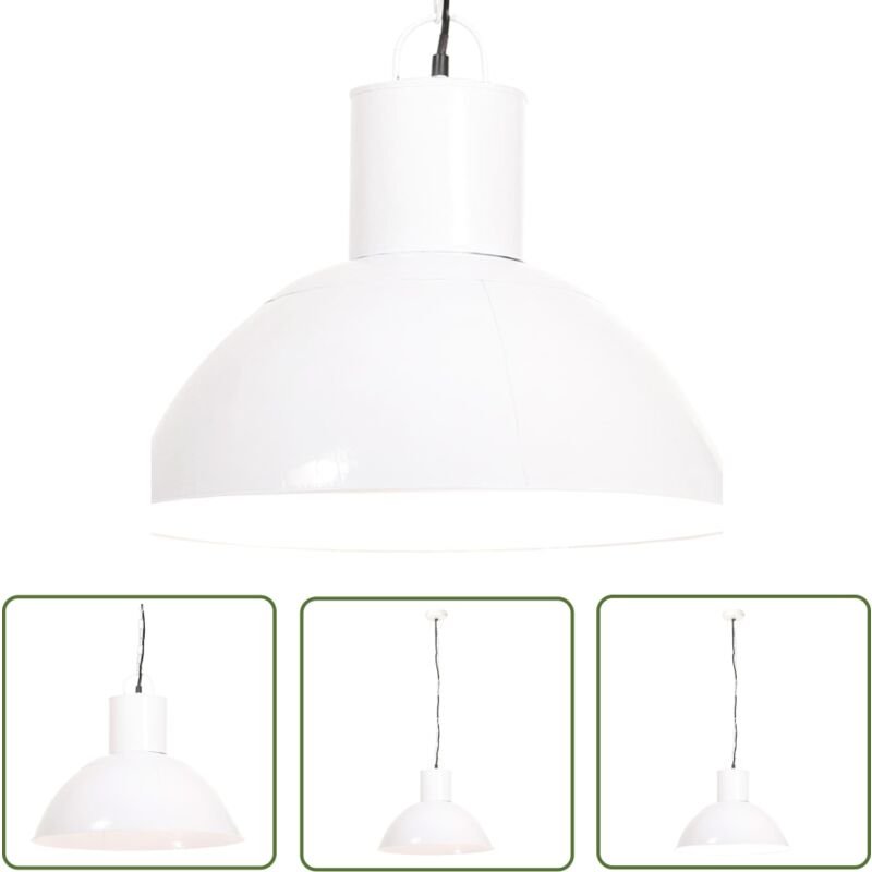 The Living Store - Hängelampe 25 w Weiß Rund 48 cm E27 - Industrielampen - Hängeleuchte - Wohnraumlampe - Küchenlampe - ...