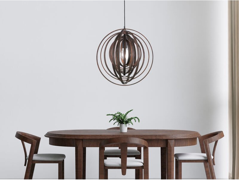 Trio Leuchten - led Pendelleuchte 1-flammig Naturholz Braun Holzlamellen, ø 50cm