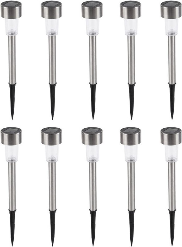 Zoternen - 10er Set Solar Gartenleuchten – led, Edelstahl, wetterfest