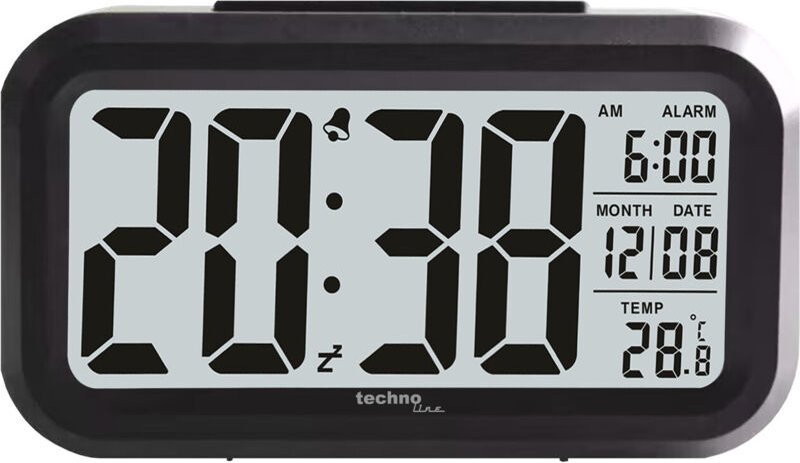 Technoline Quarzwecker WT 400 schwarz mt Nachtlicht und Temperaturanzeige