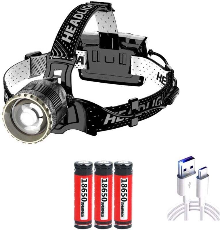 Wiederaufladbare LED-Stirnlampe, ultrahell (12.000 Lumen), 3 Beleuchtungsmodi, mit Bewegungssensor, ideal zum Laufen, Jo...