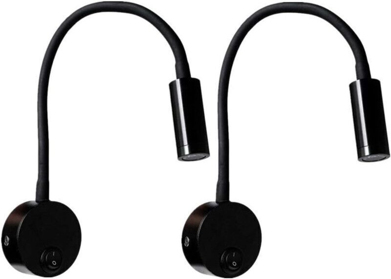 Stück schwarze 3W Wandleselampe, flexible, verstellbare Hals-Wandleuchte aus Aluminium, Schreibtischlampe, Nachttischlam...