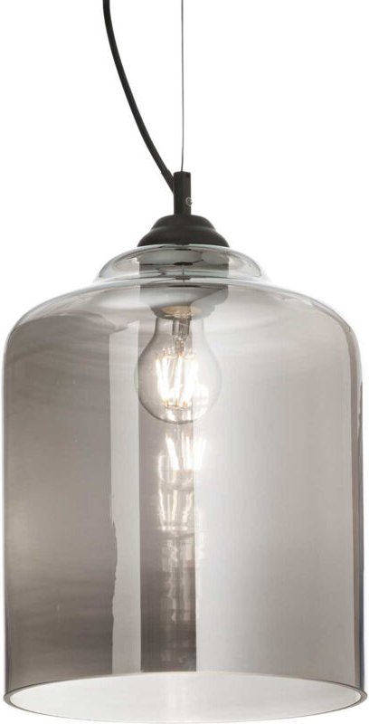 Thumbnail - Ideal Lux Bistro' - 1 Light Dome Deckenanhänger Schwarz, Rauchgrau, Glasquadrat, E27