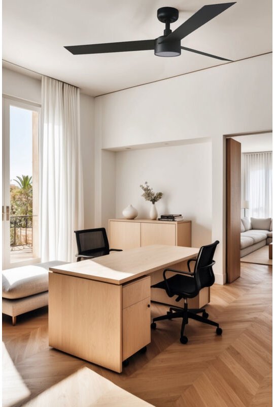 Faro Cruiser Großer Deckenventilator mit 3 Flügeln, mattschwarz, mit Licht 2700 – 4000 – 6500 k, Tuya Smart System