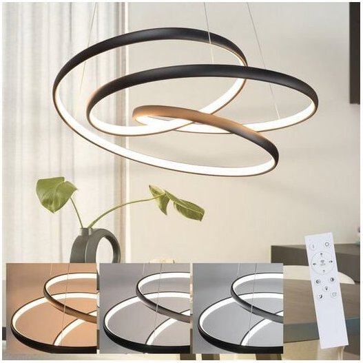 Gbly - LED-Hängeleuchte Esstisch Pendelleuchte Schwarz - 55W Hängeleuchte Dimmbar 50CM Modern Pendellampe mit Fernbedien...