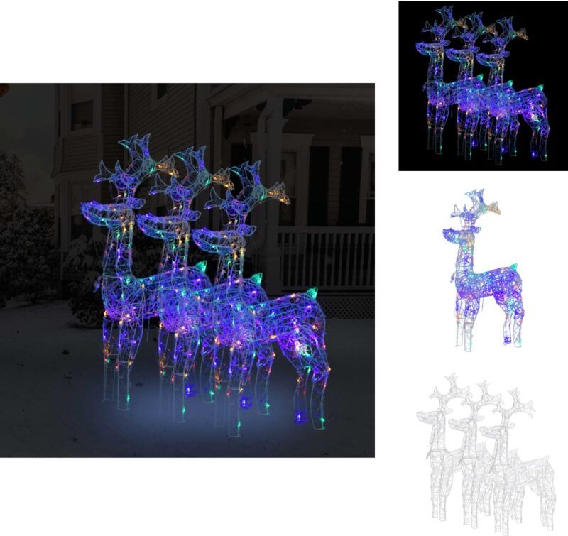 Weihnachtsbeleuchtung - Living Rentiere Weihnachtsdekoration 3 Stk. 60x16x100 cm Acryl