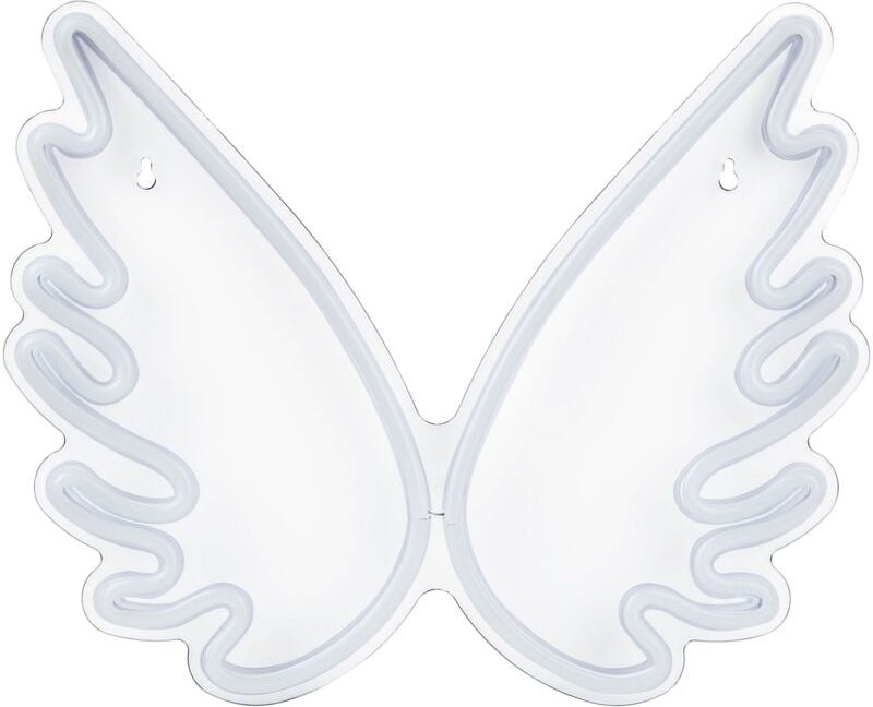 Led Neon Licht Wanddeko Weiß 33 cm Hoch Engelsflügel Hängende Deko mit Kabel für Wohnzimmer Schlafzimmer Büro Flur