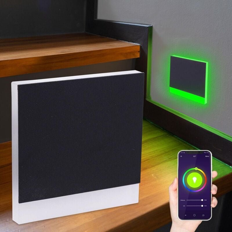 LED Treppenleuchte eckig schwarz - Lichtfarbe: Smart Tuya RGB CCT 3W - Lichtaustritt: Orbis