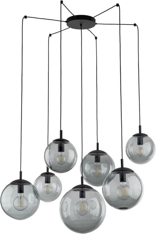 TK Esme Cluster Pendelleuchte Deckenleuchte Schwarz, Graphitglas 7xE27