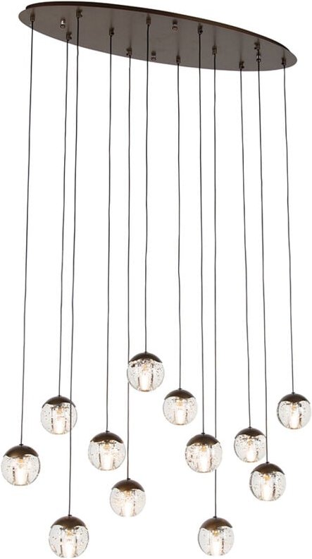 Design-Pendelleuchte Dunkelbronze mit Klarglas 12-flammig - Inge