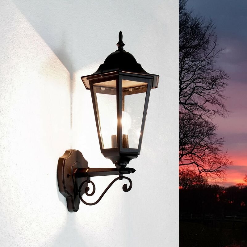 Rustikale Außenwandleuchte BRISTOL II Schwarz IP44 E27