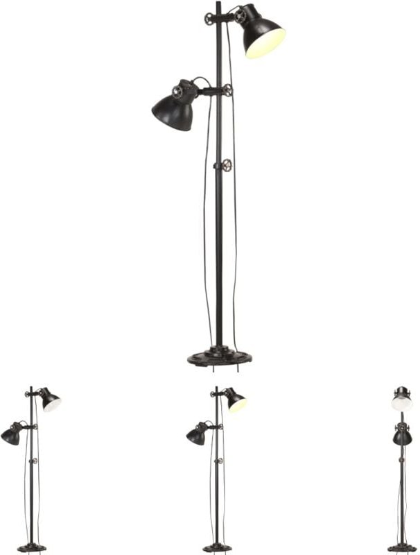 The Living Store Stehlampe 2-flammig Schwarz E27 Gusseisen - Lampen