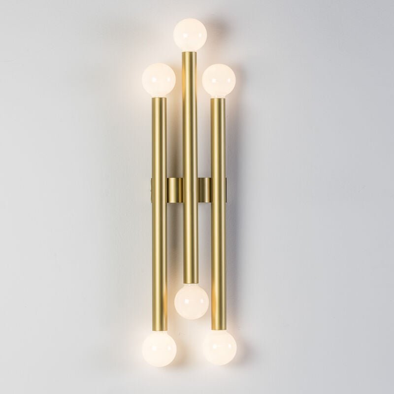 Wandleuchte 25X13X98 Goldenes Metall mit Glühbirnen