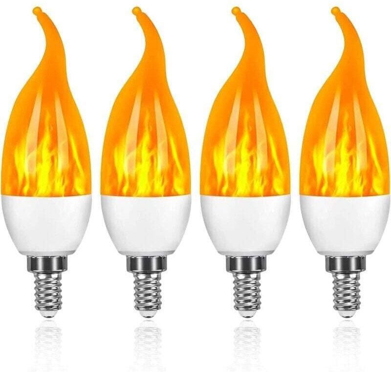 Set mit 4 Ampullen, LED-Flamme E14, 3 W, mit 1 Beleuchtungsmodus, Dekoration für Halloween, Weihnachten, den Heiligen Va...