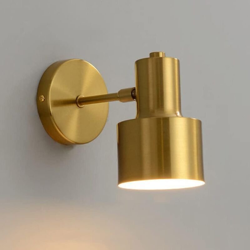 Thumbnail - Aplique de pared de jaula para interior, acabado en oro cepillado, foco ajustable, lámpara de pared industrial vintage n...