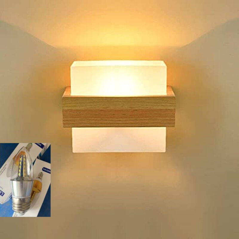 E27-Wandleuchte, moderner japanischer Glaslampenschirm, Eingangsbereichleuchte, Innenbeleuchtung für Schlaf- und Wohnzim...