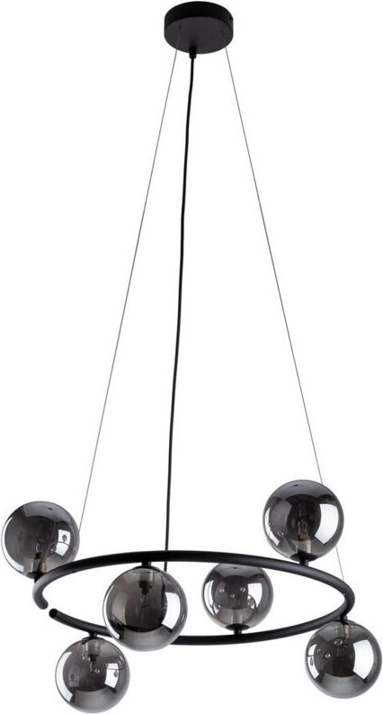 TK Anabelle Globe Pendelleuchte Deckenleuchte Schwarz, Graphitglas 6xG9