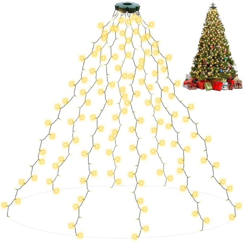 m lange Lichterkette mit Ring, 280 LEDs, 8 Stränge, mit Timer, 8 Modi, wasserdicht, Weihnachtsbeleuchtung für 150 cm, 18...