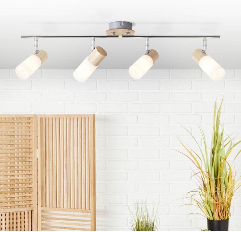 Brilliant - 4er Spot Babsan holz hell-weiß 68 x 18 cm E14 Deckenleuchte