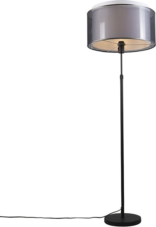 Schwarze Stehlampe mit schwarz / weißem Schirm 47 cm verstellbar - Parte