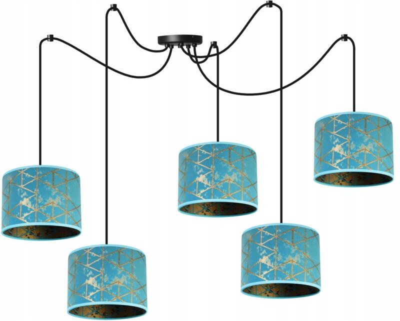 Decken-Hängelampe, Lampenschirm mit Spinnenmuster, Gold