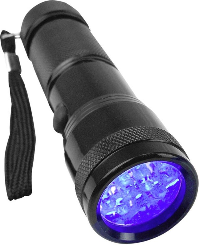 Berger&schröter - uv 395-400 nm uv-led Taschenlampe mit Handschlaufe batteriebetrieben 95 g