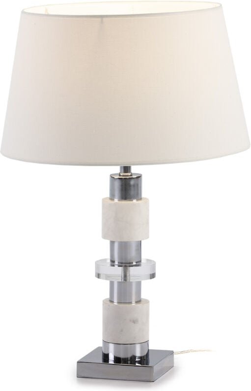 Fijalo - Tischlampe ohne Bildschirm 13X13X40 Methacrylat/weißer Marmor/silbernes Metall