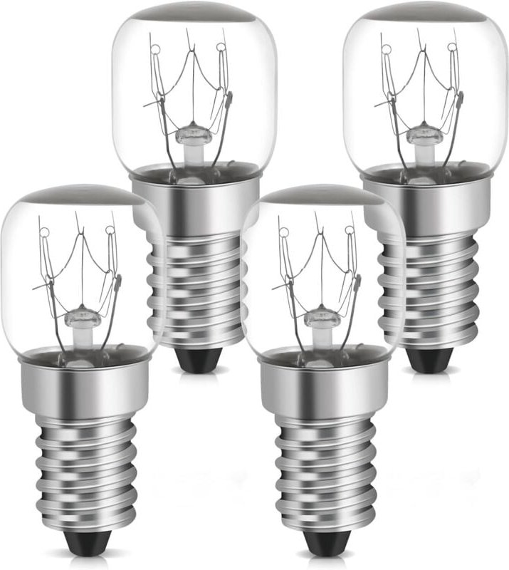 Lablanc - 4x Kühlschrankbirne 15W E14 Warmweiß beständig bis 300°C (2700K, ST22, 22mm, 4er Set T22 Ofenlampen für Backof...