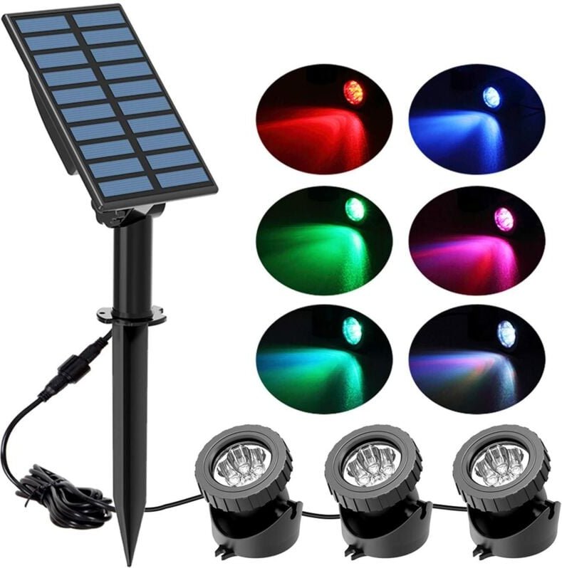 Solar-Teichlichter, LED-Unterwasserlichter, wasserdichte Beleuchtung, Lichtsensor mit hoher Helligkeit für Teich/Garten/...