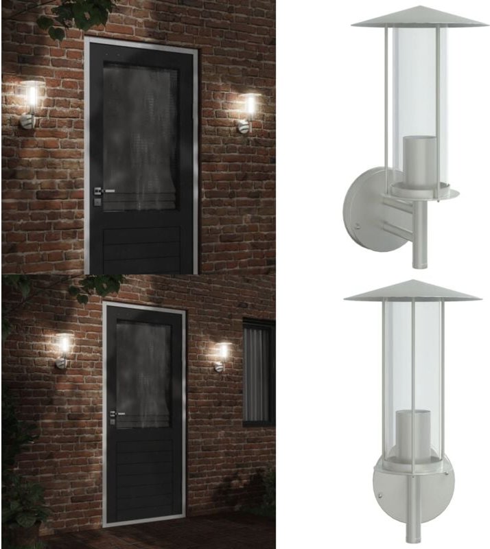 Außenwandleuchte Silbern Edelstahl - Outdoor-Beleuchtung - Wandleuchte - Edelstahl - Gartenleuchte - IP44 - Home & Livin...