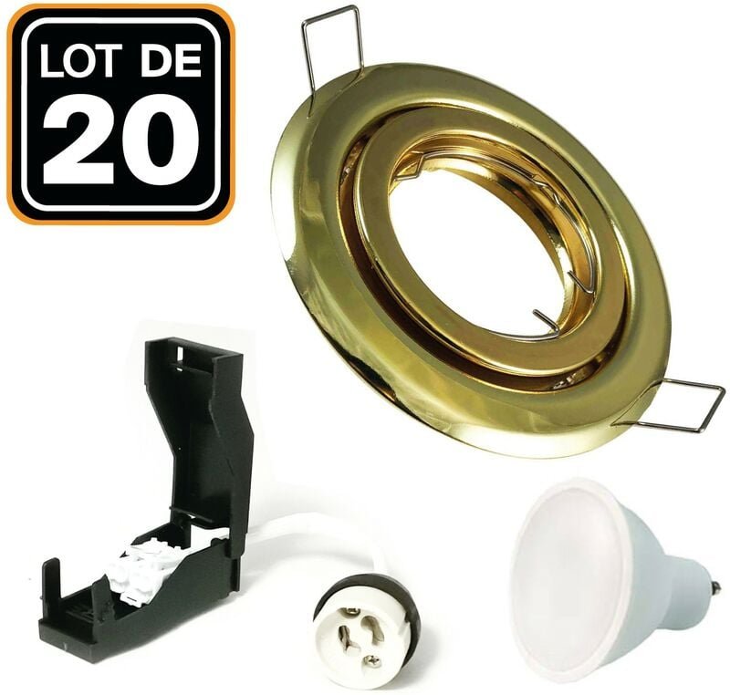 Europalamp - 20 Einbaustrahler schwenkbar gold GU10 led 5W eqv. 40W Warmweiß 3000K