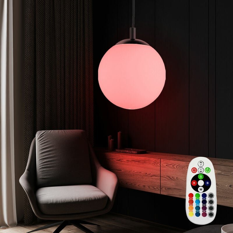 Hängeleuchte Pendelleuchte Hängelampe Esszimmerleuchte, Fernbedienung dimmbar Memory, Metall Glas Nickel matt opal, 1x R...