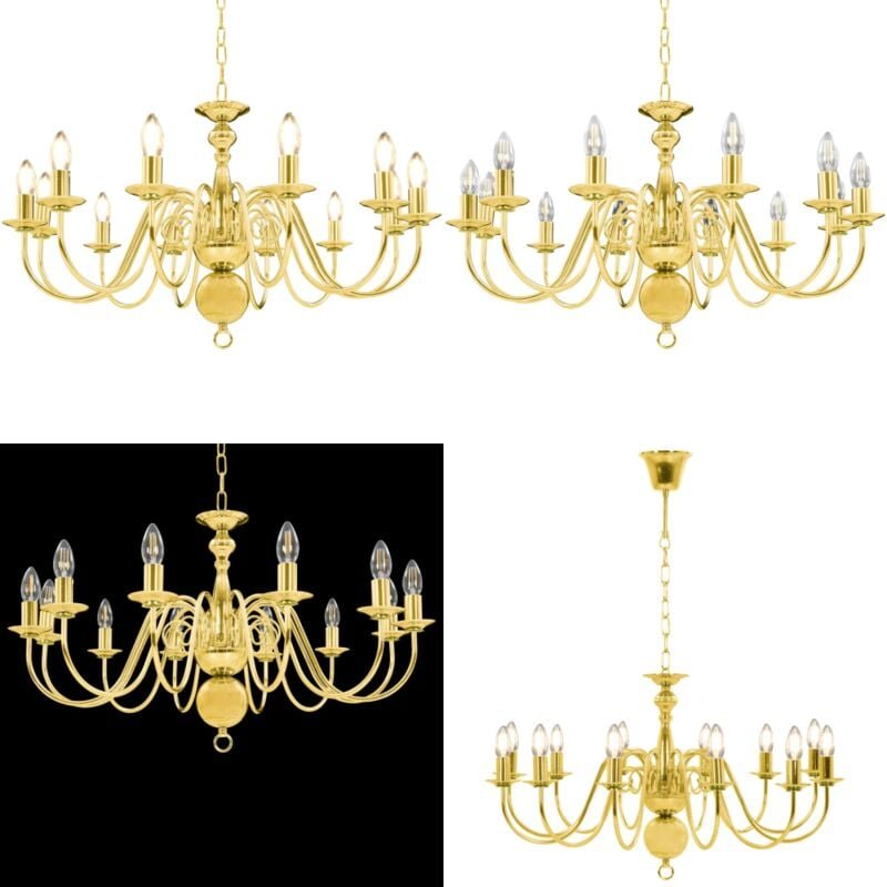 Thumbnail - Kronleuchter Golden 12 x E14-Glühbirnen - Kronleuchter - Deckenleuchte - Home & Living - Gold
