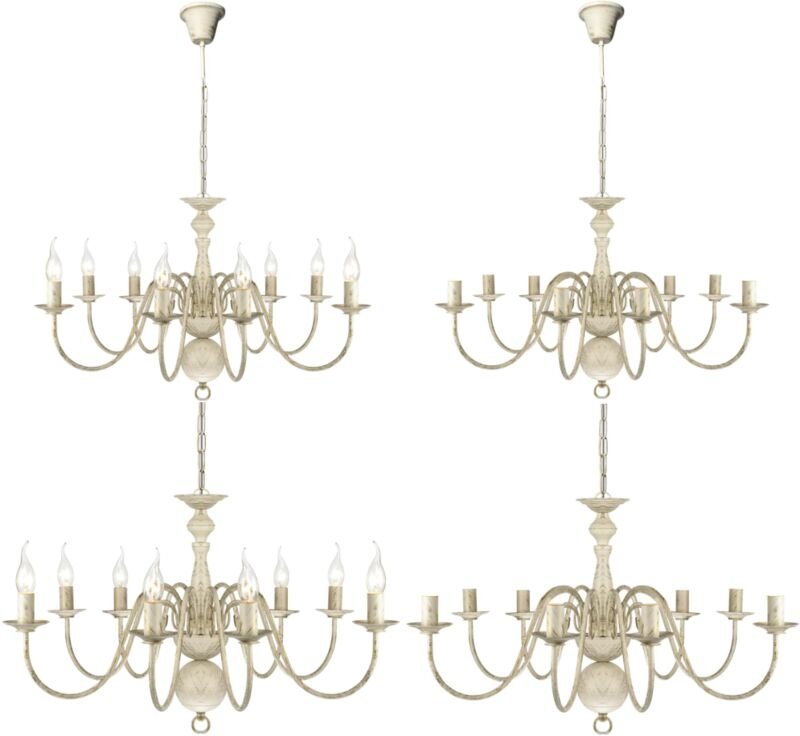 Metall-Kronleuchter Weiß Antik 8 x E14 Glühbirnen - Deckenleuchte - Kronleuchter - Home & Living - Weiß