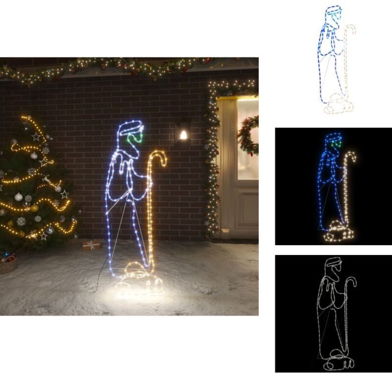 Thumbnail - Weihnachtsbeleuchtung - Living LED-Silhouette Hirte und Lamm 168 LEDs 102,5x35 cm