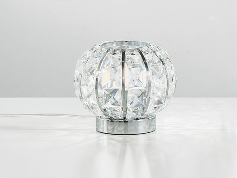 Kugel Tischleuchte CONCERT Chrom mit Glas Kristallen, Ø 16cm