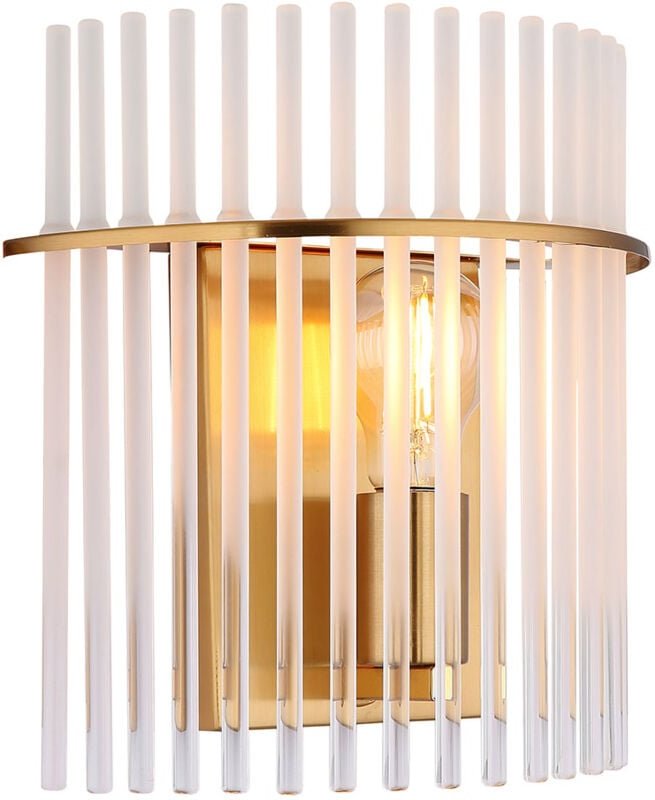 Wandleuchte Glasstäbe Wohnzimmerlampe gold opal Wandlampe Schlafzimmer, Metall, E27 Fassung, LxBxH 12,5x25x26 cm