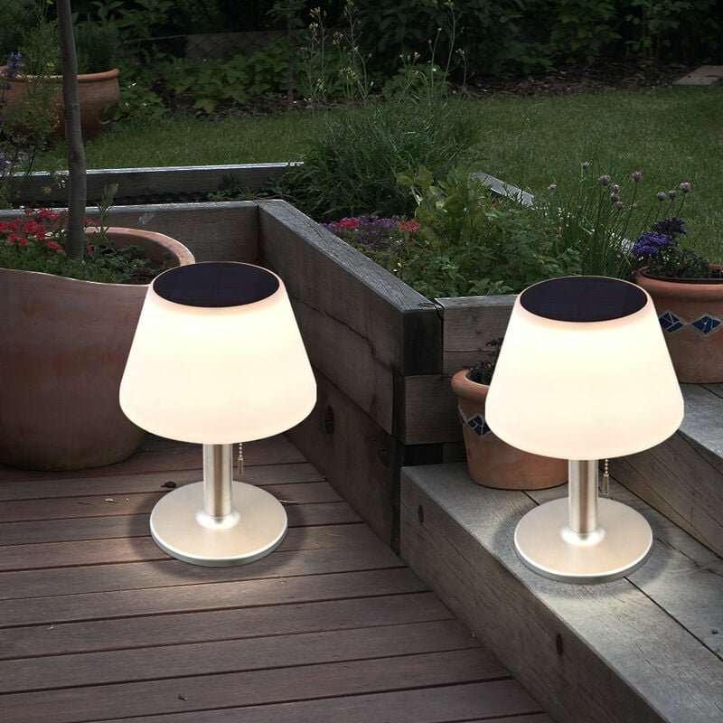 Expo Börse - Solar Tischleuchte led Gartenlampe weiß Balkonleuchte Terrassenlampe, 10x 0,06W kaltweiß DxH 18,5 x 28 cm, ...