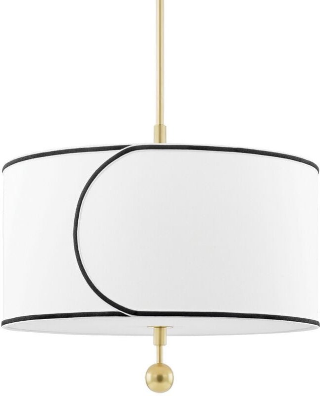 Zara 1 Light Large Pendelleuchte Messing, Belgisches Leinen