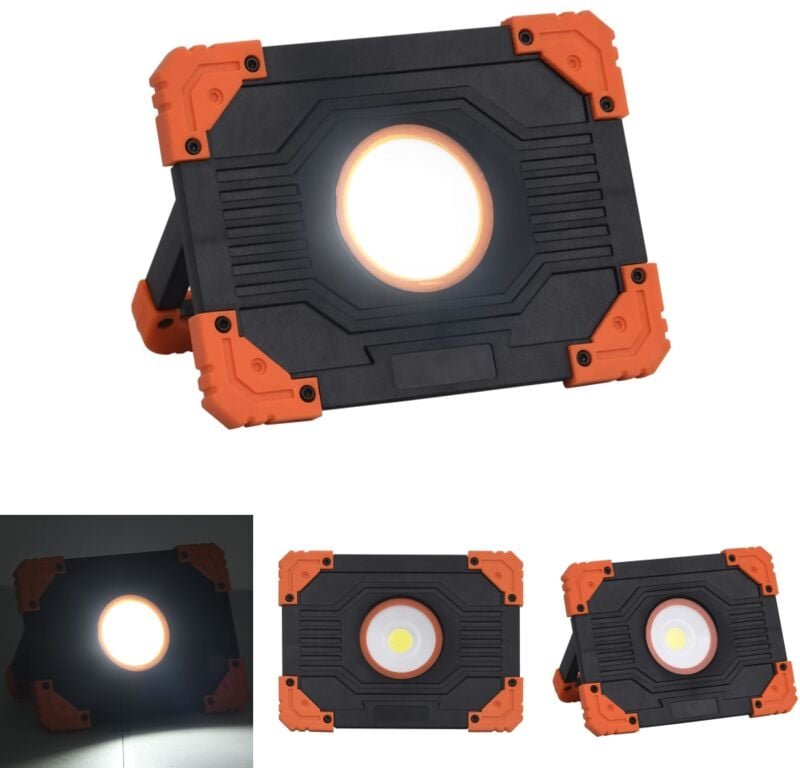 The Living Store - LED-Strahler Tragbar abs 10W Kaltweiß - Flutlichter & Spotleuchten - Schwarz