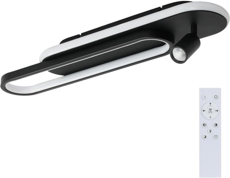 Deckenlampe Wohnzimmer Gbly led Deckenleuchte: 46W Schwarz Küchenlampe Dimmbar mit 1 Deckenstrahler & Fernbedienung Mode...