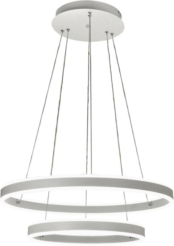 Palau LED-Pendelleuchte 108W 3000K Dimmbar Ø60 und Ø40 cm Silber - Zwei Metall- und Methacrylatringe