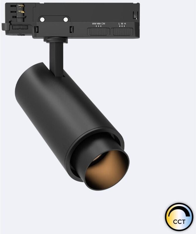 Efectoled - 3-Phasenstromschiene LED-Strahler 30W Fasano Cilindro cct Dimmbar dali Schwarz (2700K - 3200K - 4000K) Wählb...