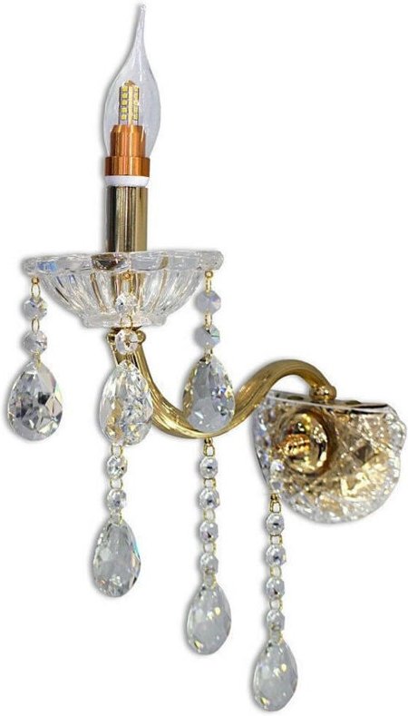 Trade Shop Traesio - Trade Shop - anwendung von muro candelabro gocce cristalien attacco E14 E34 - Gold