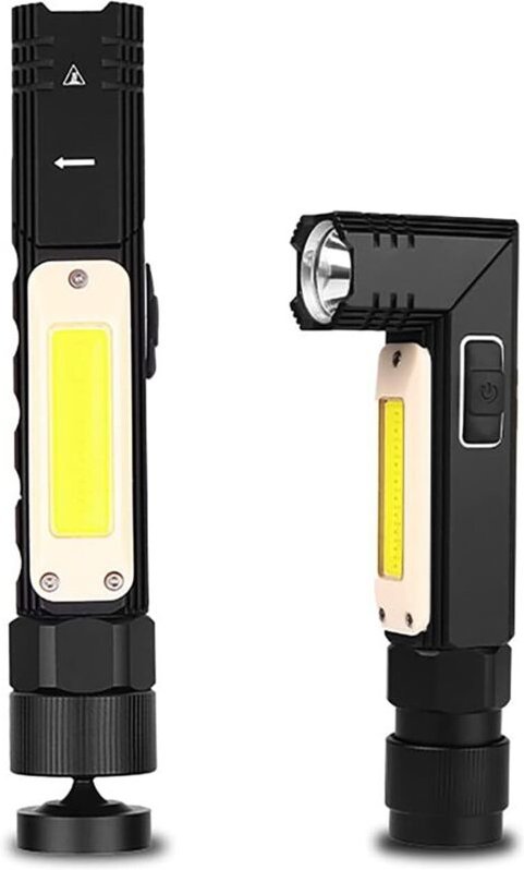 Wiederaufladbare 1000-Lux-Taschenlampe mit 90°-Winkel, magnetische Arbeitsleuchte, wiederaufladbare Taschenlampen